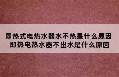 即热式电热水器水不热是什么原因 即热电热水器不出水是什么原因